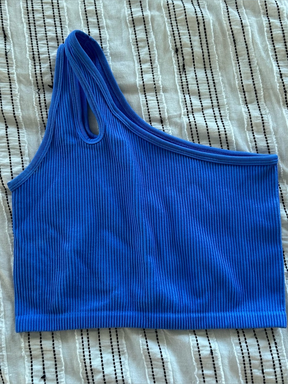 Aerie Offline One-Shoulder Ribbed Crop Top - Blue